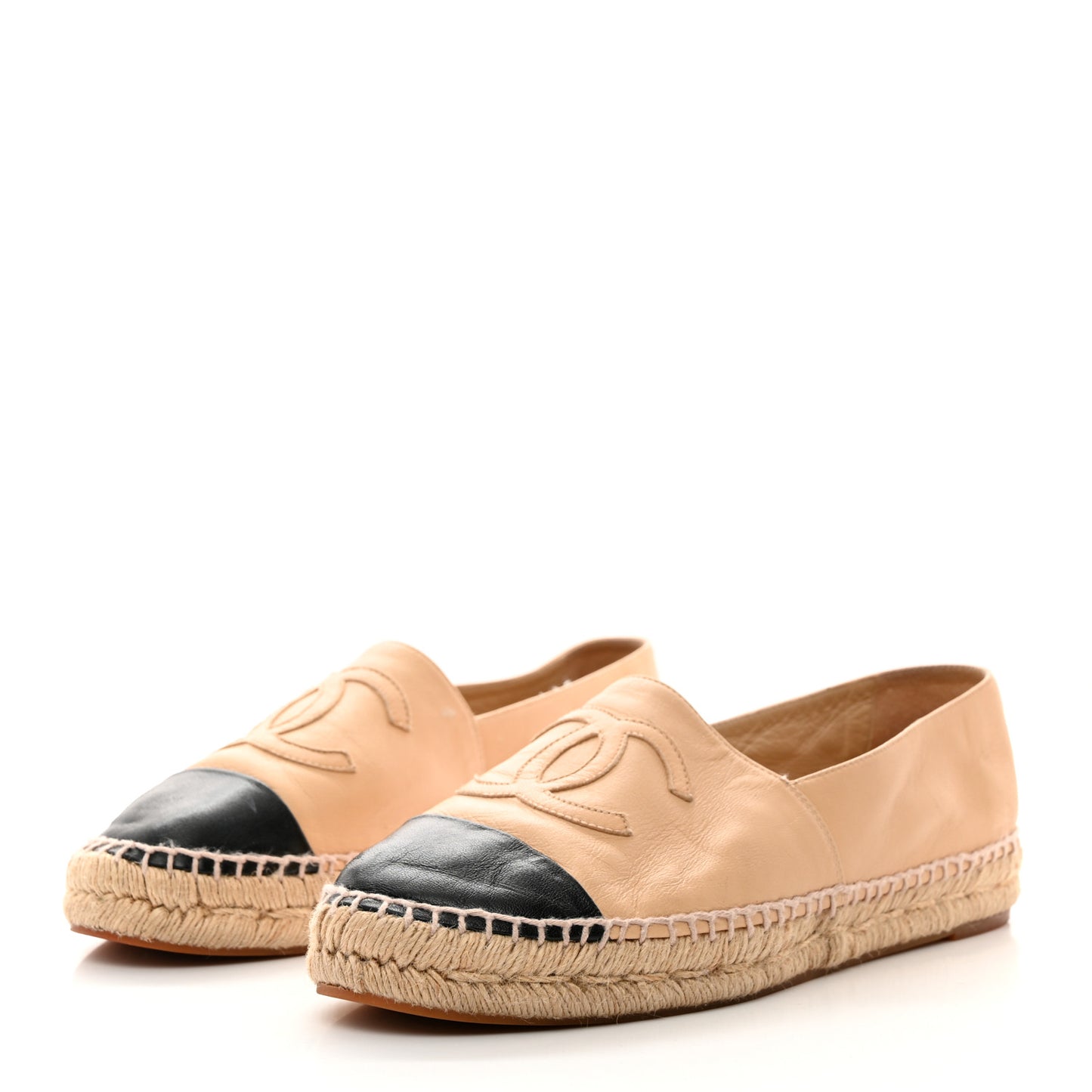 Lambskin CC Espadrilles 40 Beige Black