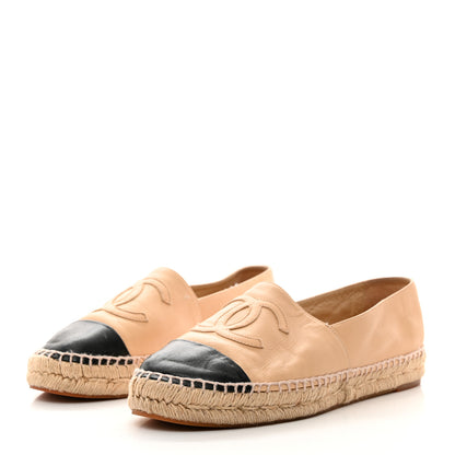 Chanel Lambskin CC Espadrilles 40 Beige Black 3 of 8