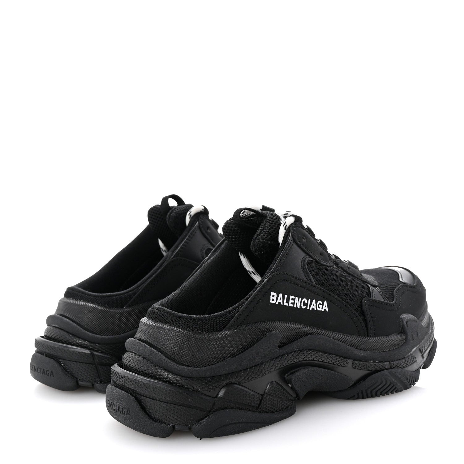 Balenciaga Fabric Mesh Womens Triple S Mule Sneakers 39 Black 5 of 9