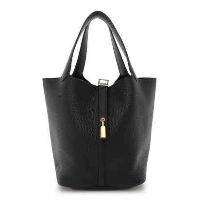 Hermes Taurillon Clemence Picotin Lock 22 MM Black 1 of 12