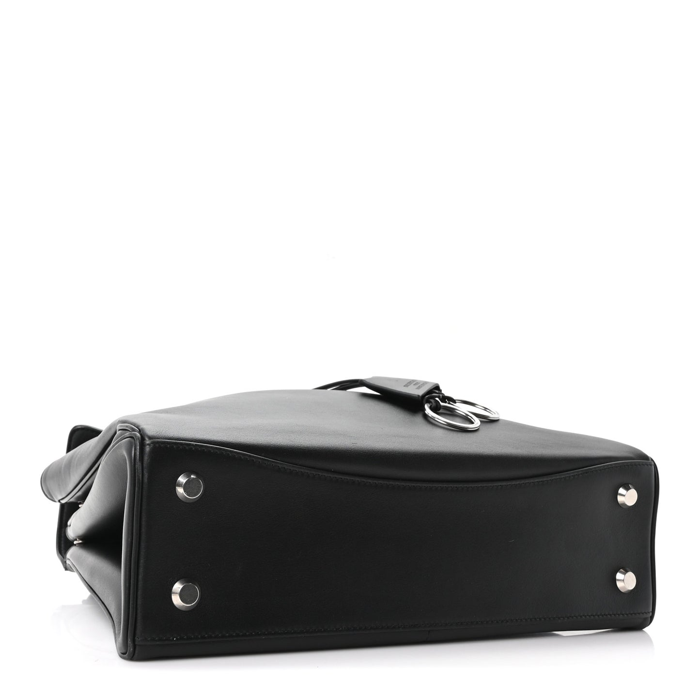 Natural Smooth Calfskin Medium Rodeo Top Handle Handbag Black