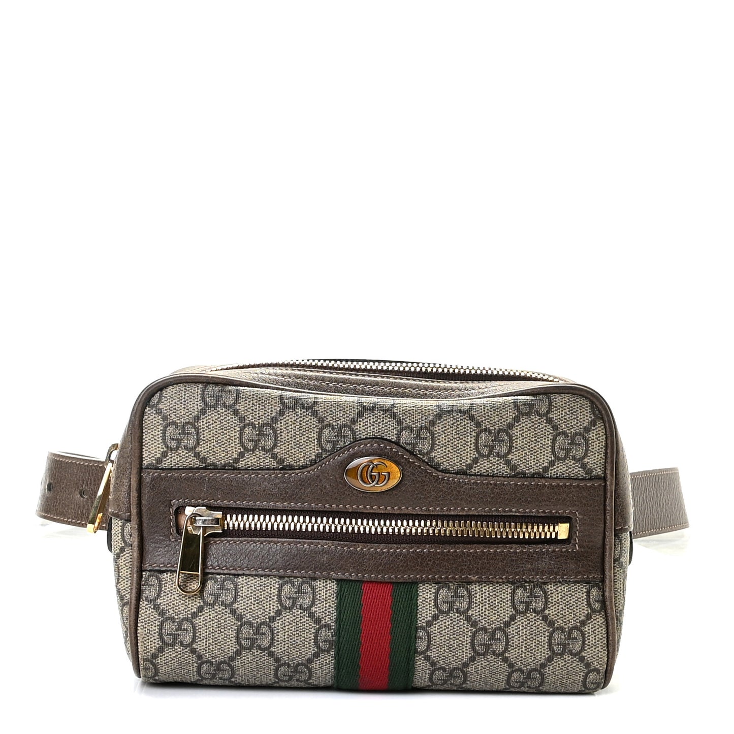 GG Supreme Monogram Web Small Ophidia Belt Bag 95 38 Dark Brown