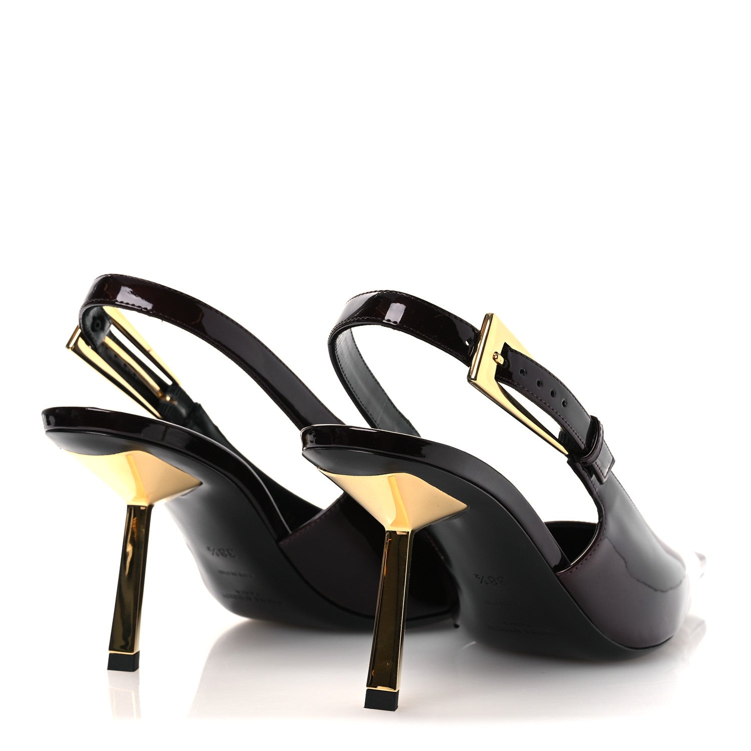Saint Laurent Vernice Gloss Lee 75 Slingback Pumps 38.5 Marron Glacé 5 of 11