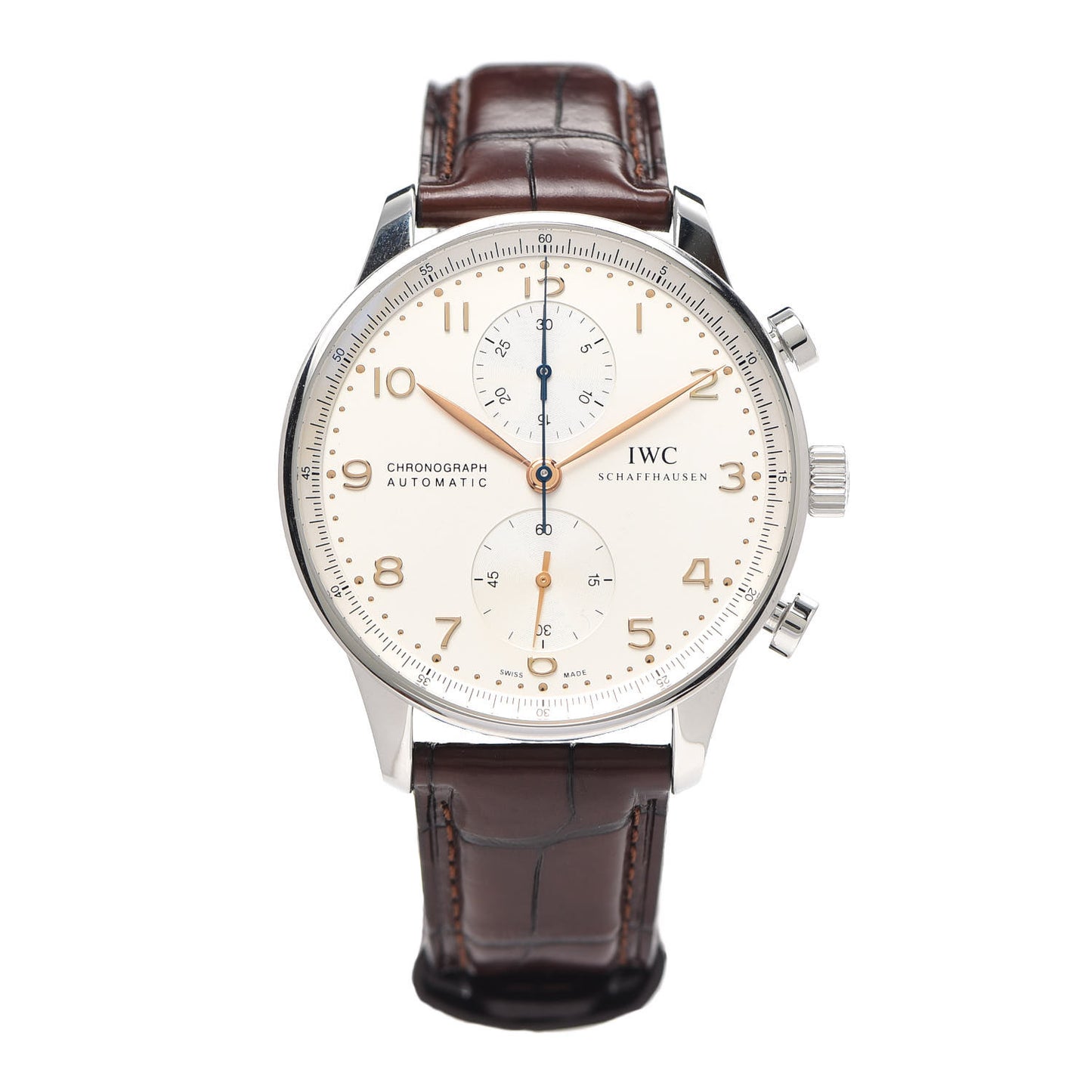 Stainless Steel Alligator 40.9mm Portugieser Chronograph Automatic Watch IW371445