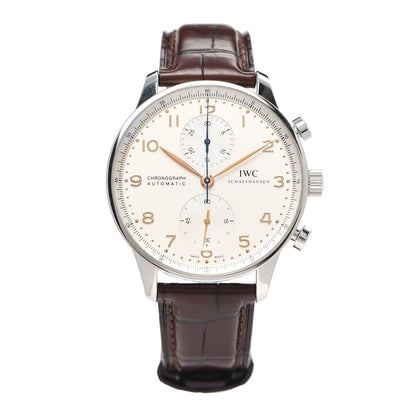 IWC Stainless Steel Alligator 40.9mm Portugieser Chronograph Automatic Watch IW371445 1 of 6