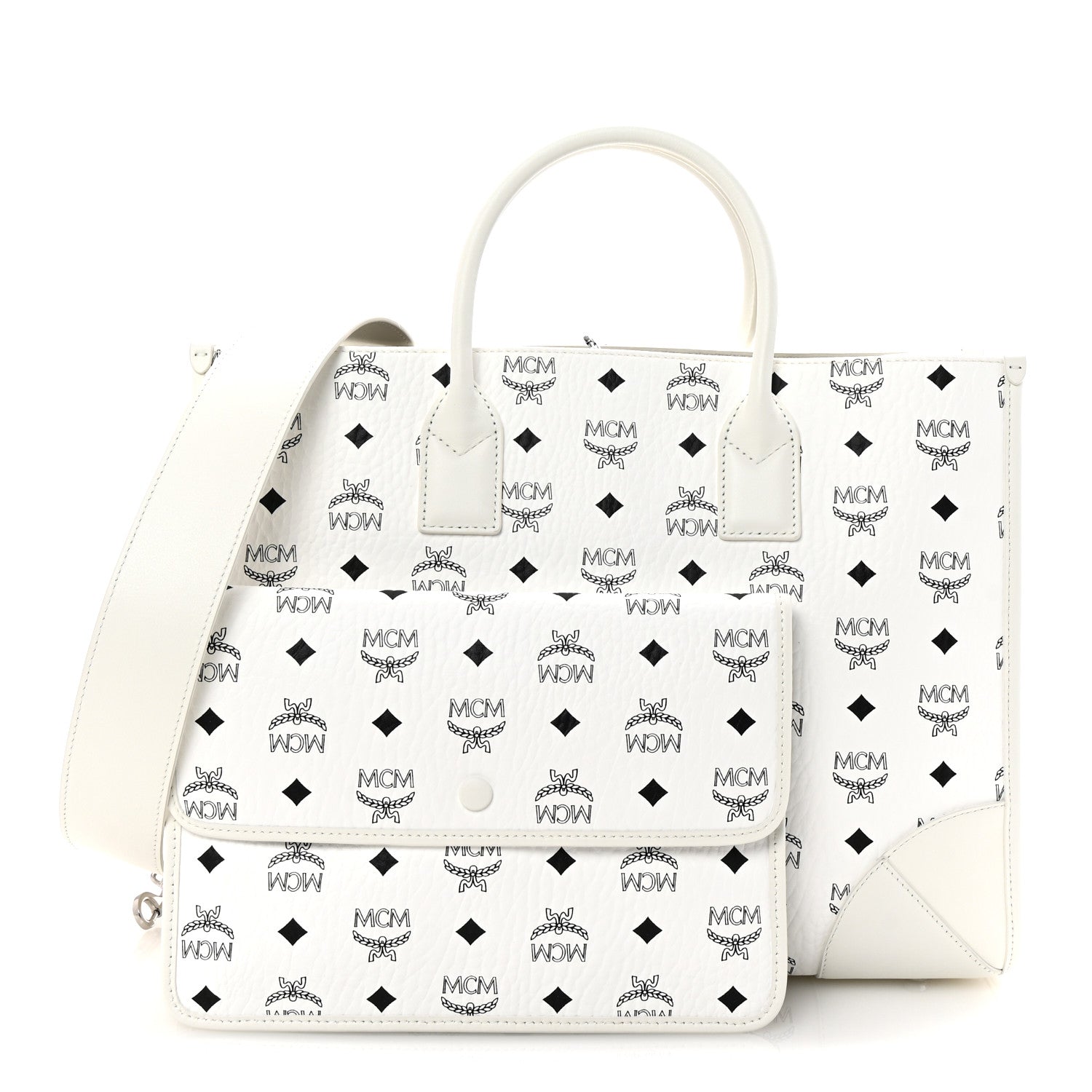 MCM Visetos Large Munchen Tote White 1 of 10
