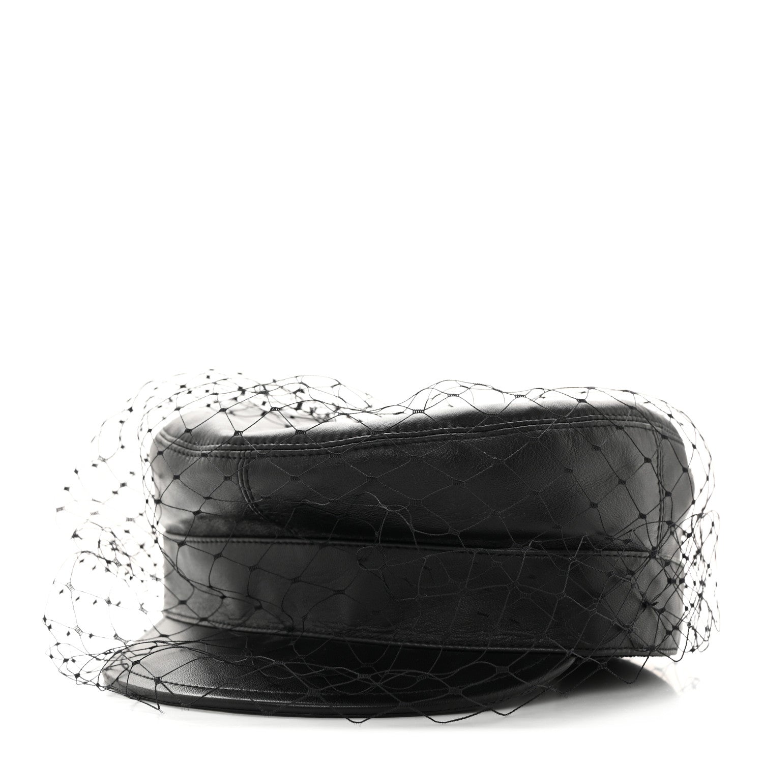 Christian Dior Lambskin Arty Beret Cap With Veil 57 Black 1 of 8