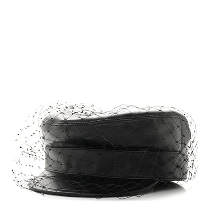 Christian Dior Lambskin Arty Beret Cap With Veil 57 Black 1 of 8