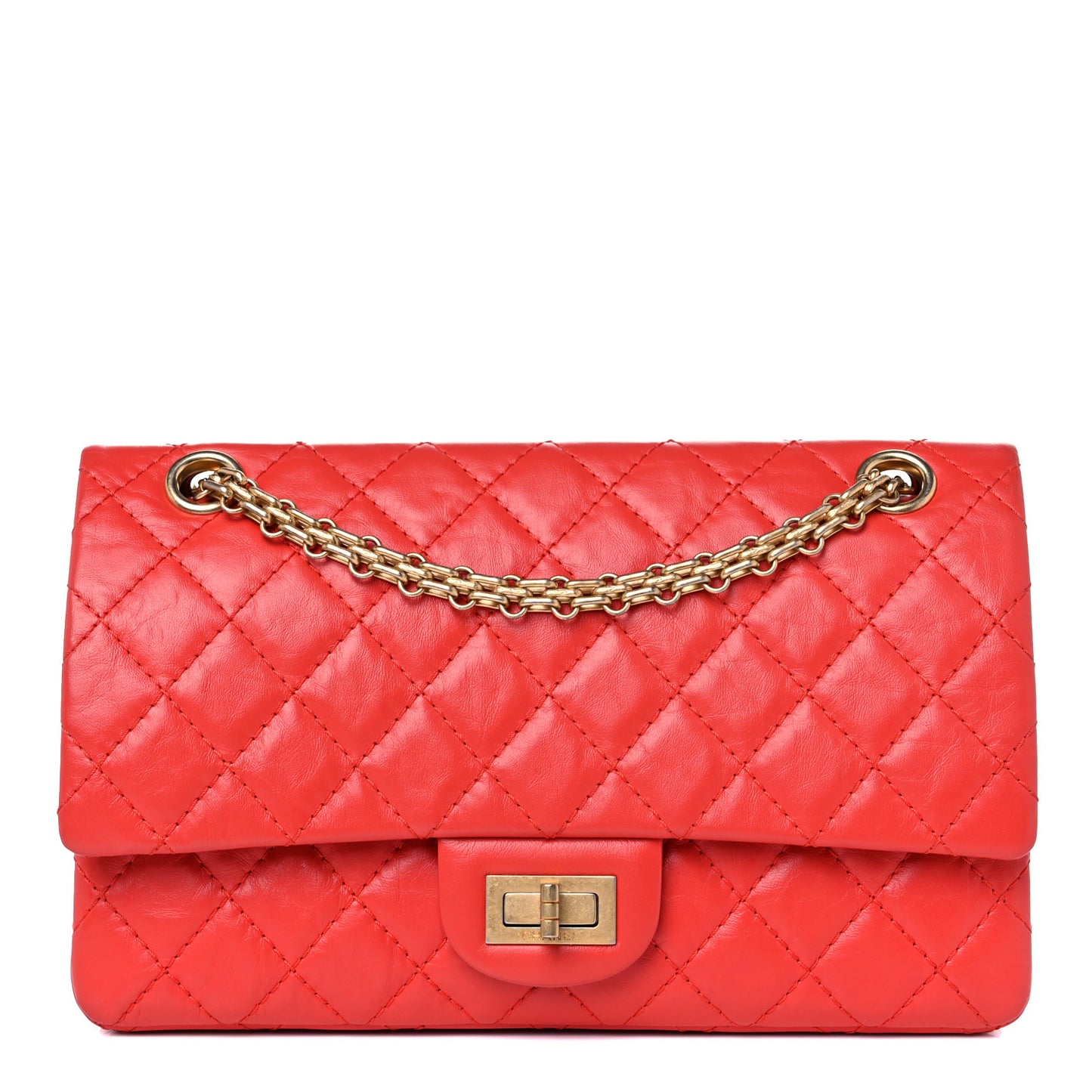 Aged Calfskin Quilted 2.55 Reissue 225 Flap Red