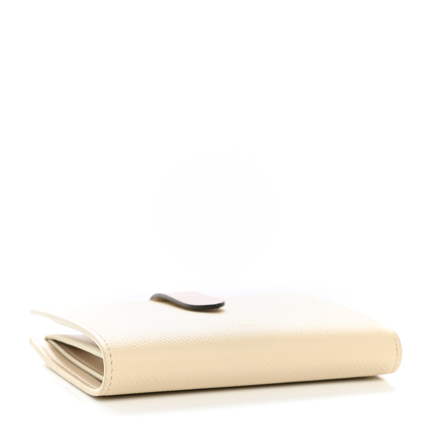 Grained Calfskin Medium Multifunction Strap Wallet Ivory Tan