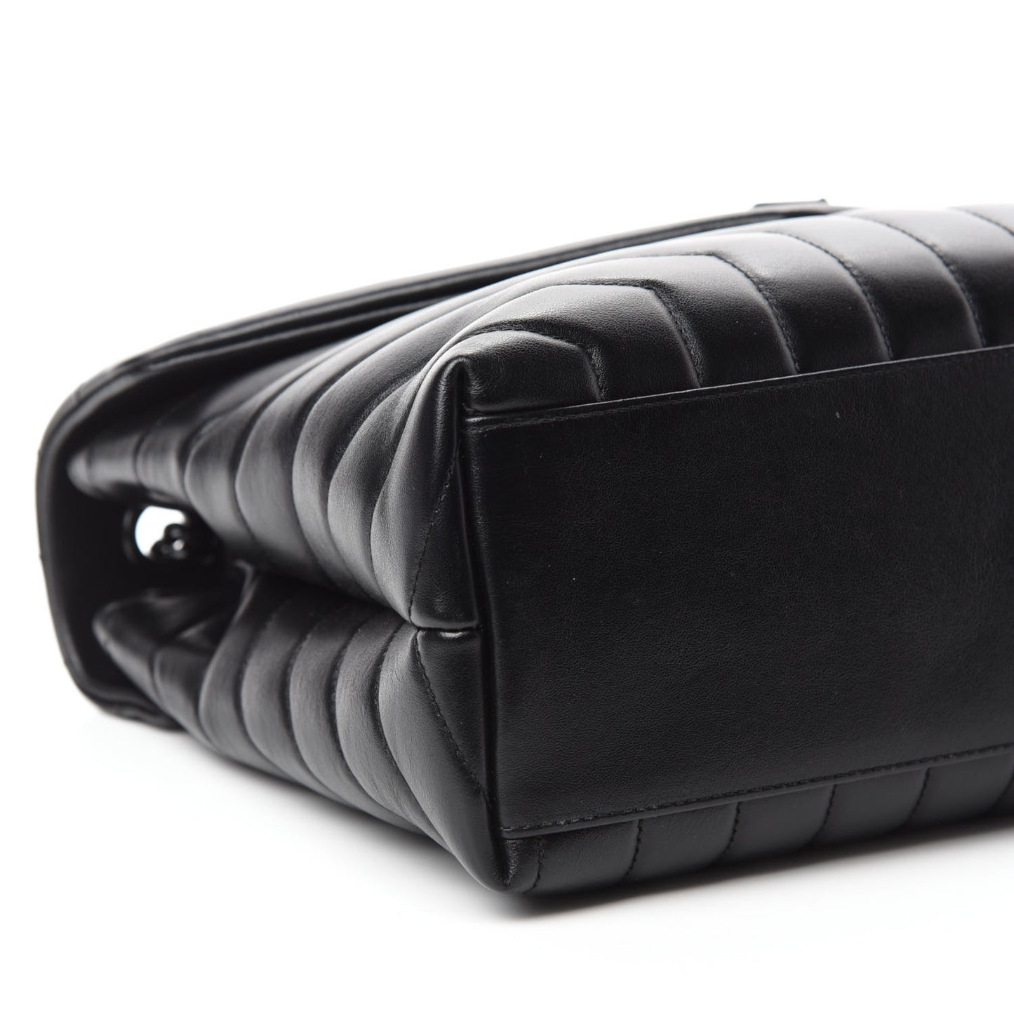Calfskin Y Quilted Monogram Medium Loulou Chain Satchel Black