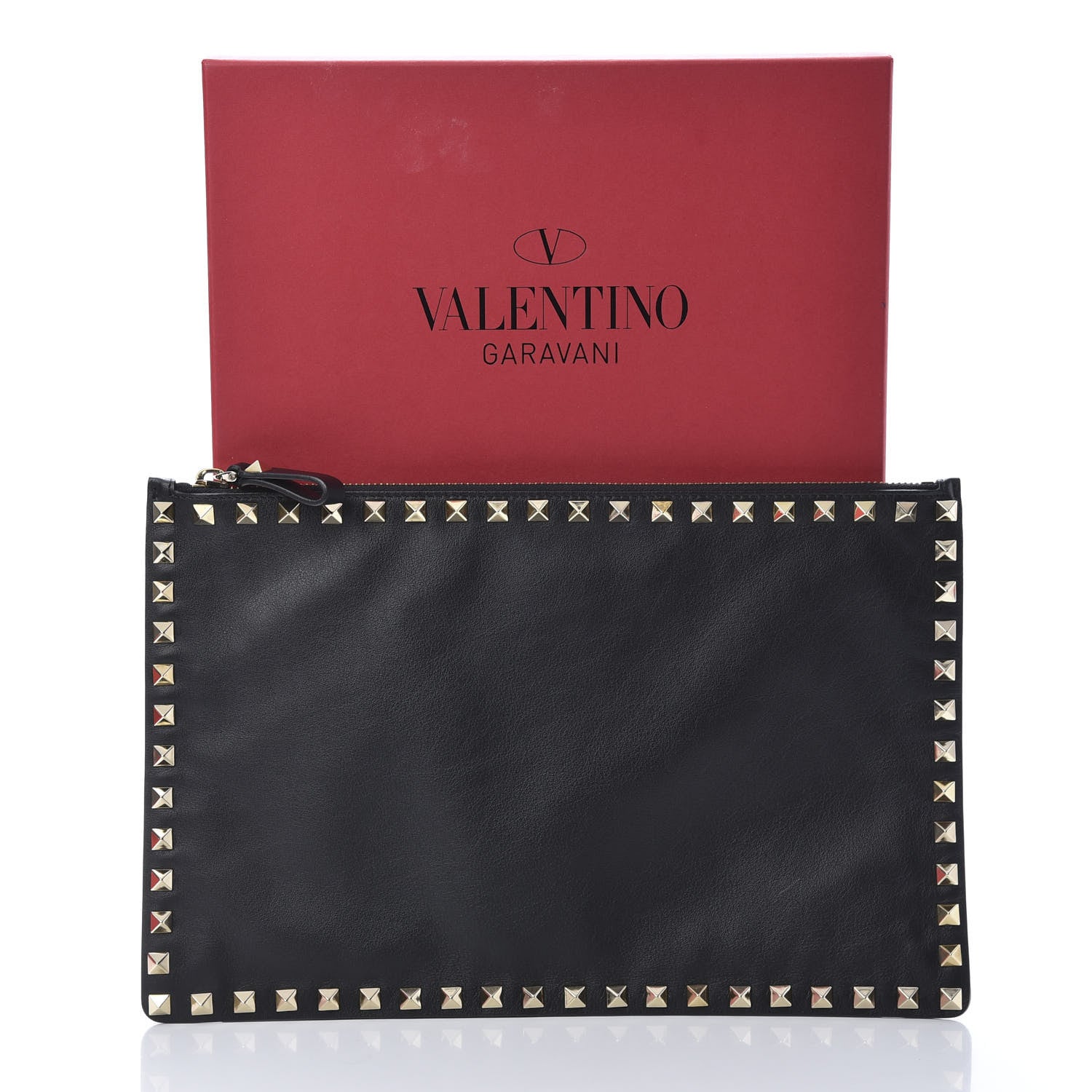 Valentino Garavani Vitello Large Rockstud Zip Pouch Black 8 of 8