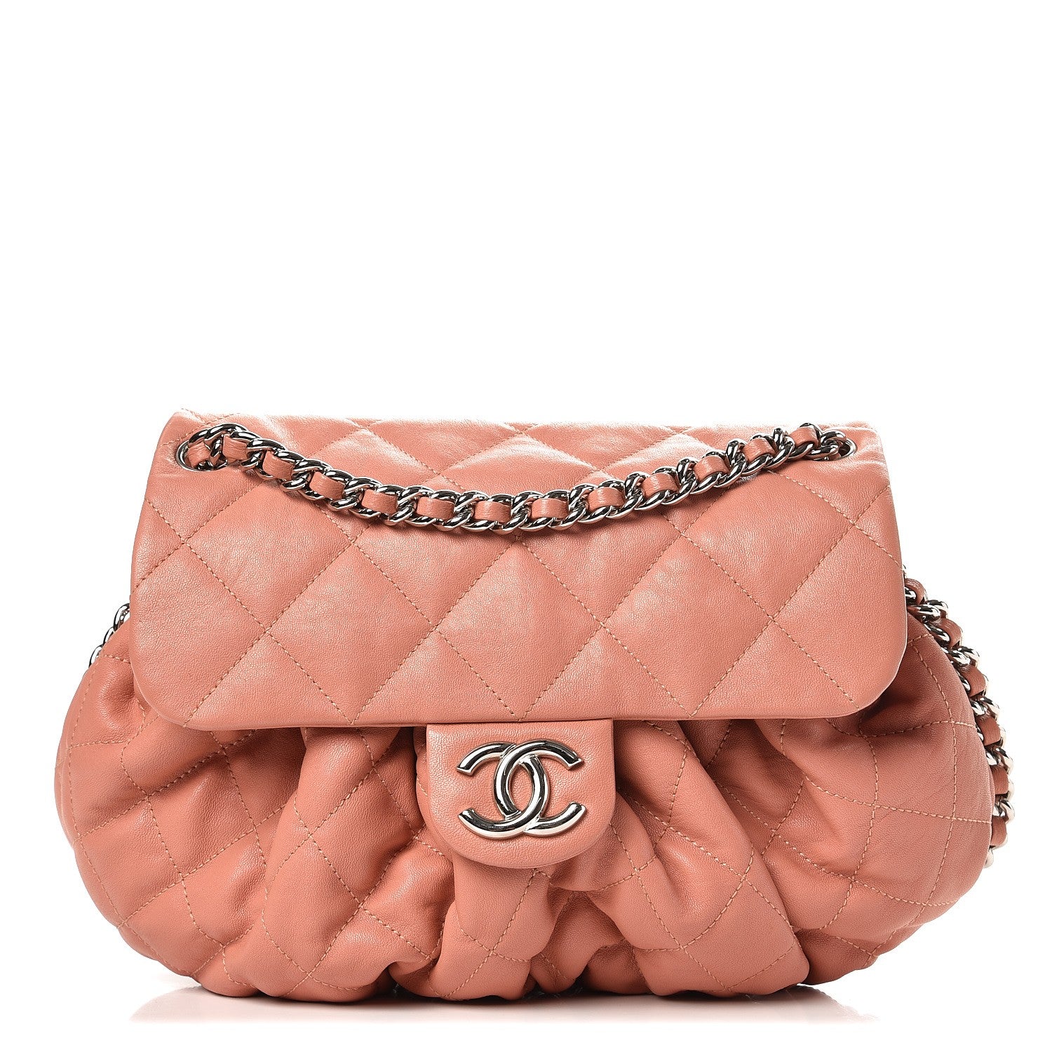 Chanel Crumpled Lambskin Quilted Medium Chain Around Flap Pink 1 of 8