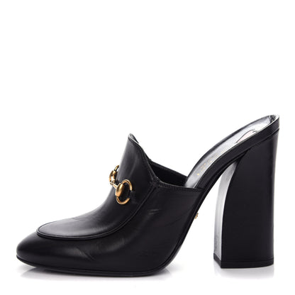 Gucci Malaga Kid Horsebit Princetown High Heel Mules 38 Black 1 of 11