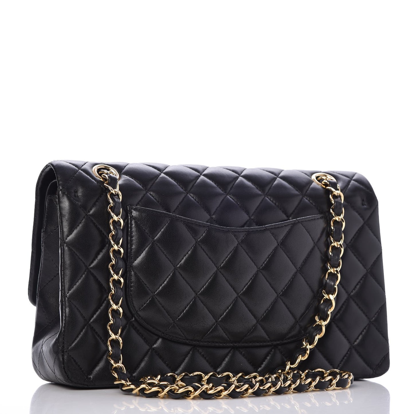 Lambskin Quilted Medium Double Flap Black