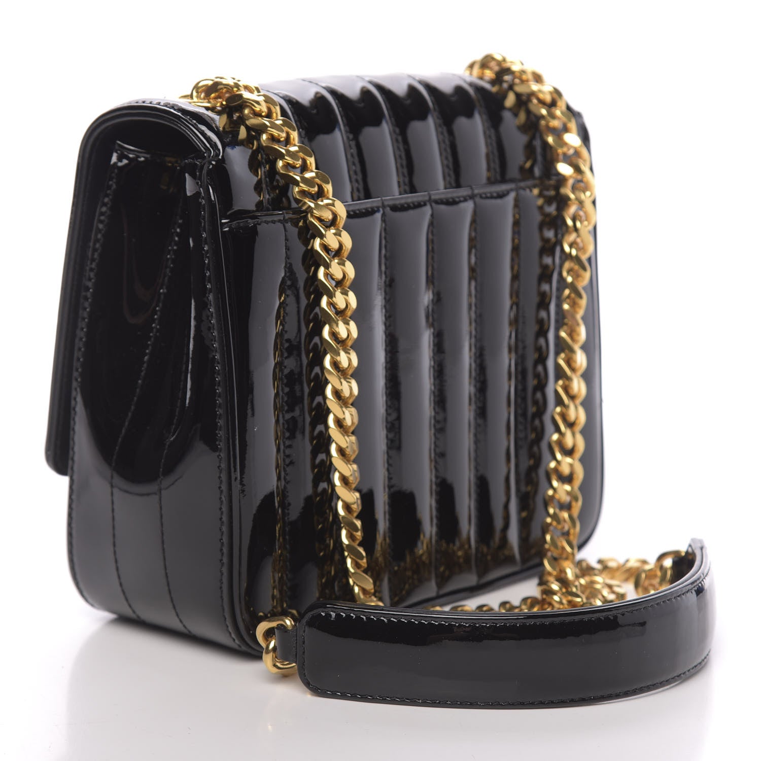 Saint Laurent Patent Calfskin Matelasse Monogram Medium Vicky Chain Bag Black 3 of 10