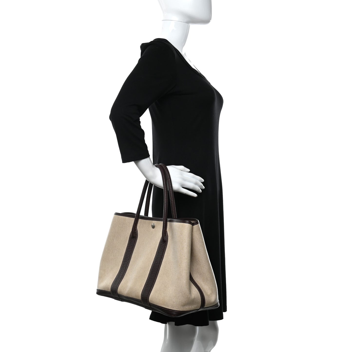 Toile Buffle Gala Garden Party Tote 36 MM Marron Fonce