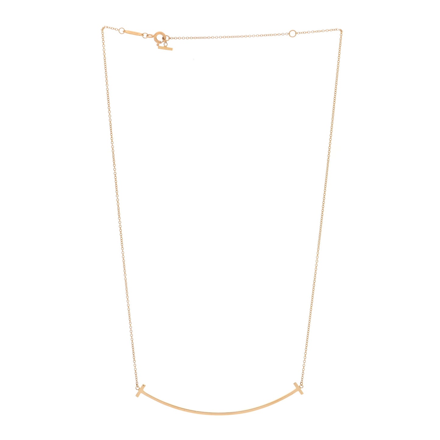 18K Yellow Gold Small T Smile Pendant Necklace