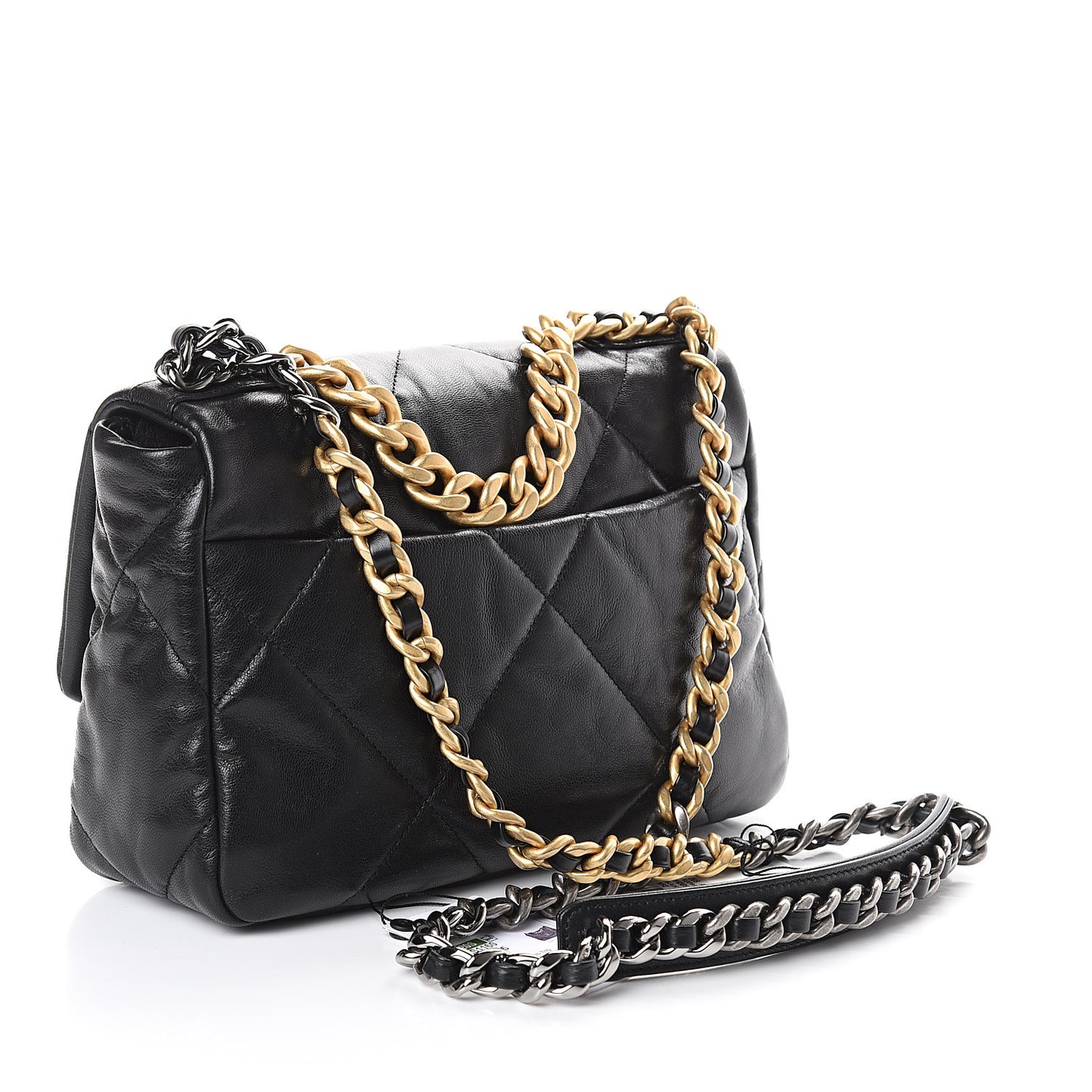 Goatskin Quilted Medium 19 Flap Black