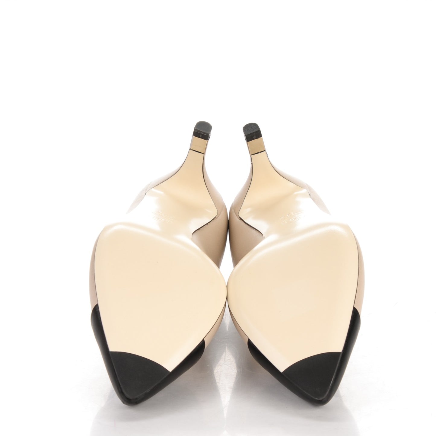 Lambskin Cap Toe CC Pumps 37.5 Beige Black