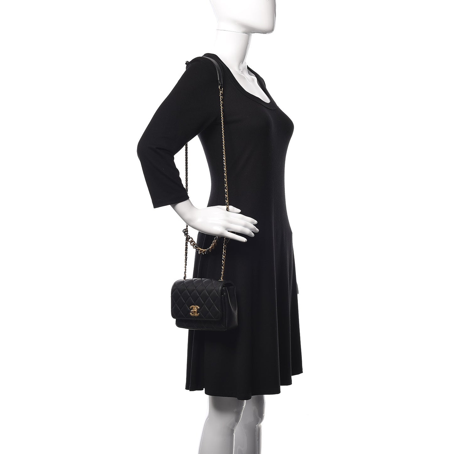Lambskin Quilted Small Camellia Flower Flap Black