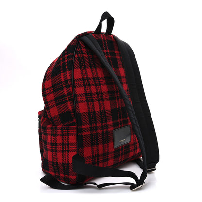 Saint Laurent Wool Tartan City Backpack Red Black 3 of 10