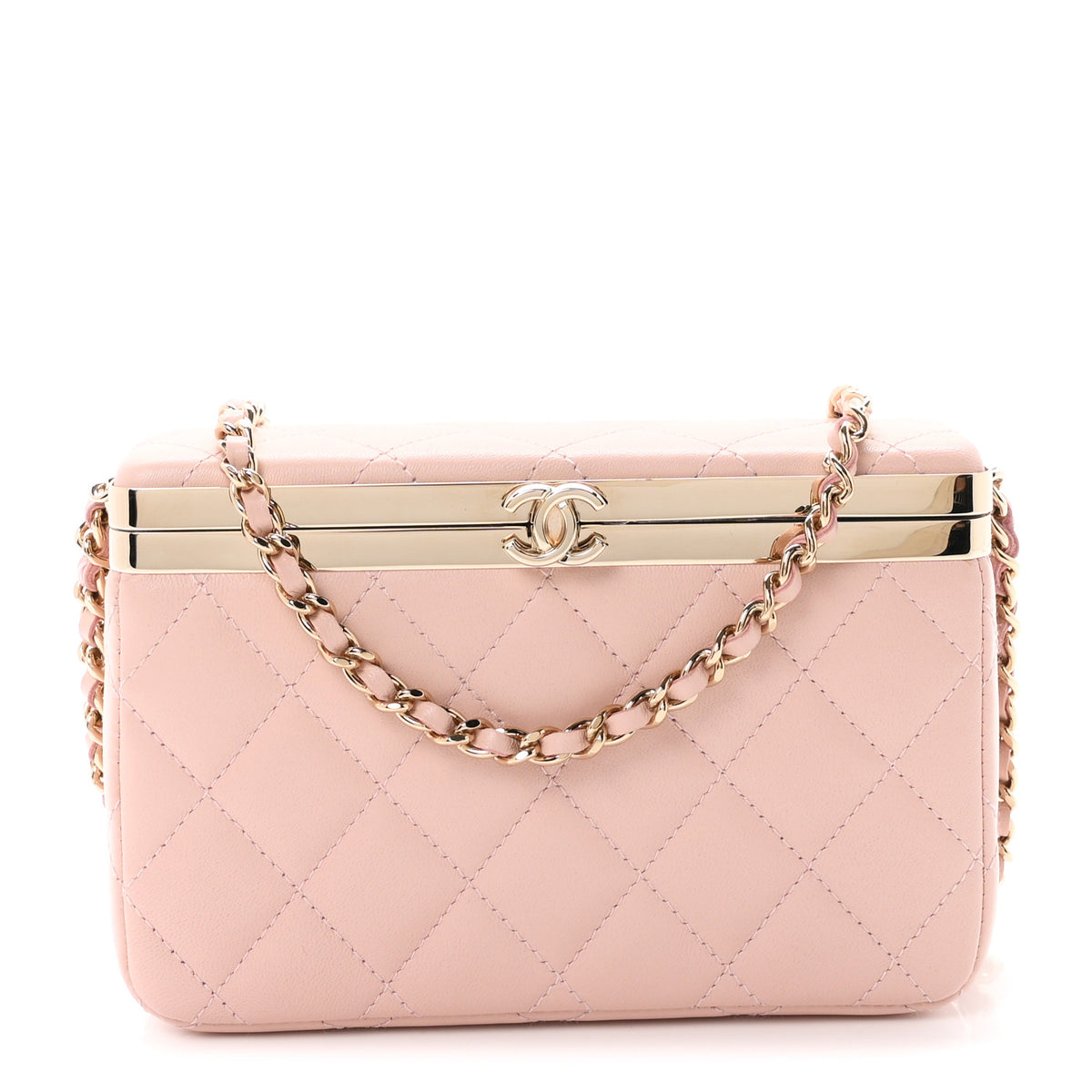 Lambskin Quilted CC Vanity With Chain Light Pink