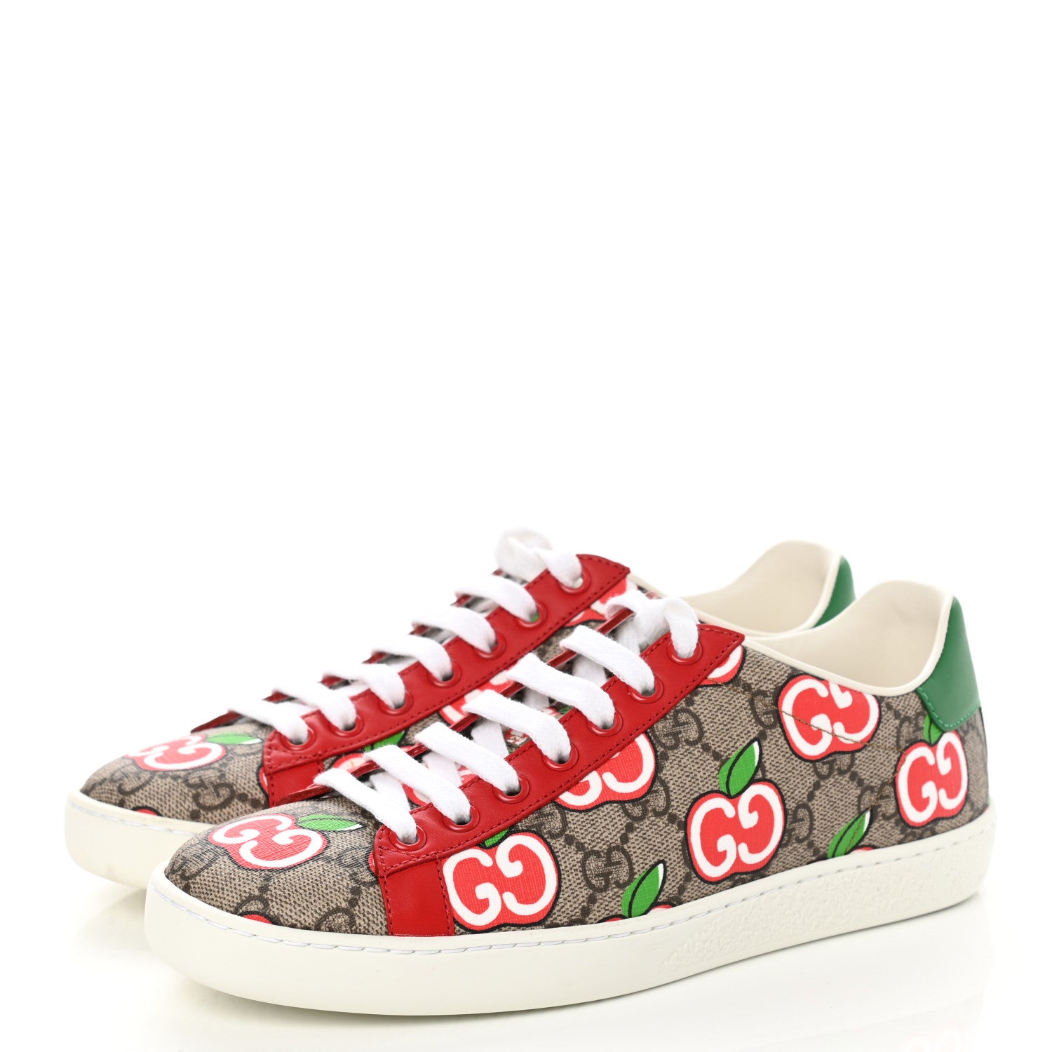 Gucci GG Supreme Monogram Apple Womens Ace Sneakers 35.5 Red 3 of 10