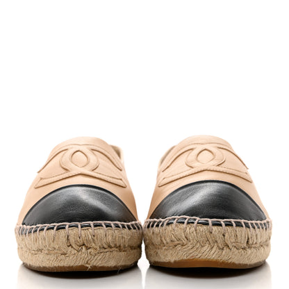 Chanel Lambskin CC Espadrilles 38 Beige Black 2 of 9