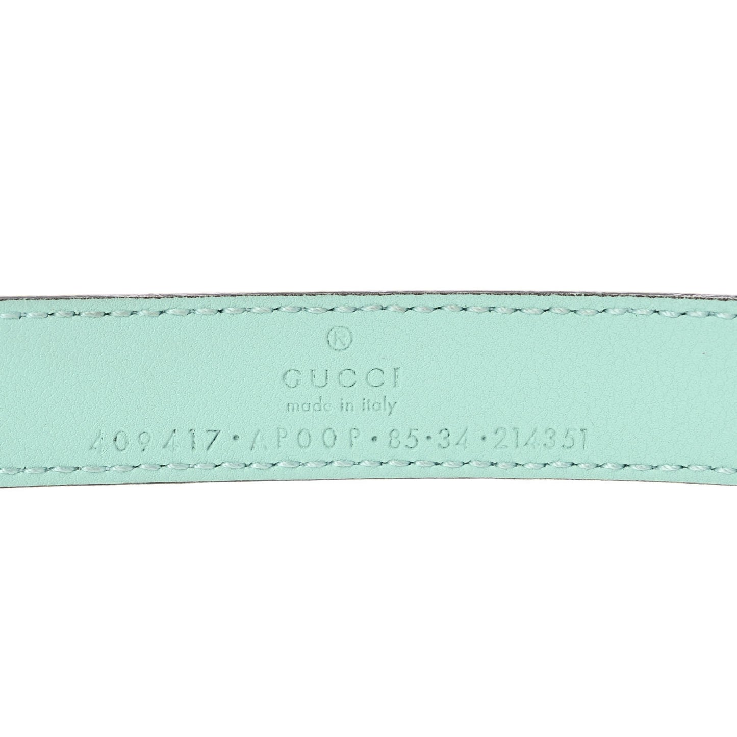 Moon Calfskin Palladium Double G 20mm Belt 85 34 Water Green