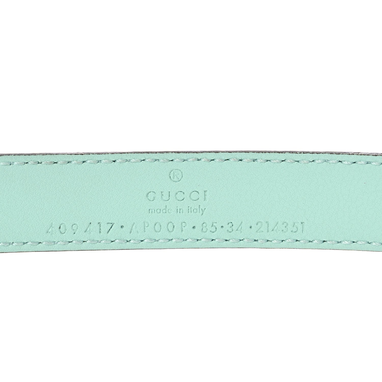 Gucci Moon Calfskin Palladium Double G 20mm Belt 85 34 Water Green 3 of 8