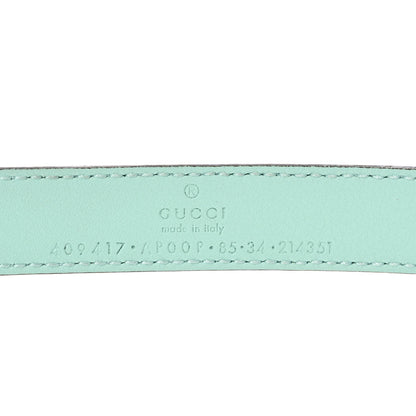 Gucci Moon Calfskin Palladium Double G 20mm Belt 85 34 Water Green 3 of 8