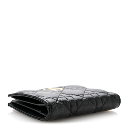 Christian Dior Grained Calfskin Supple Cannage Caro Dahlia Wallet Black 4 of 9