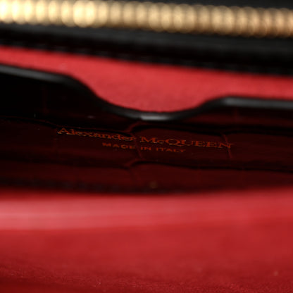 Alexander McQueen Calfskin Crocodile Embossed Mini Jeweled Satchel Black 6 of 10