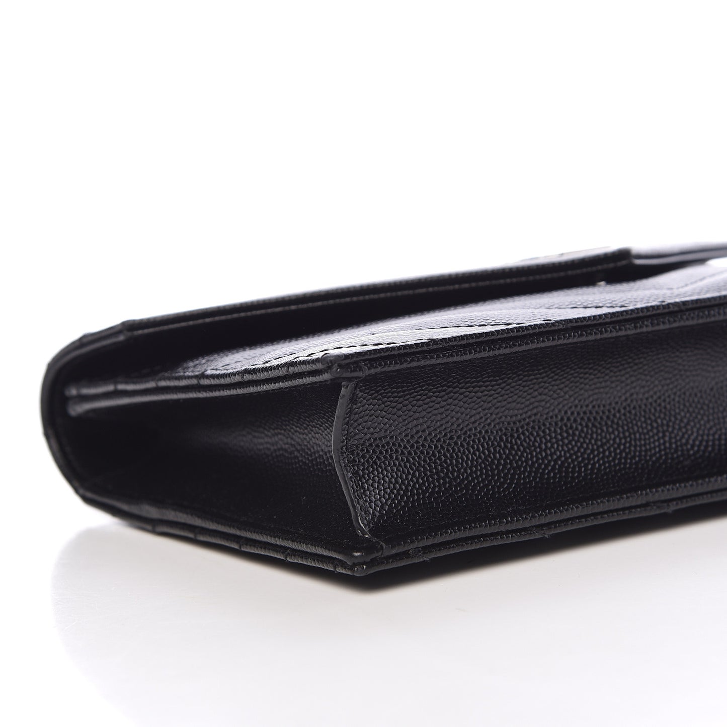 Grain De Poudre Matelasse Chevron Monogram Envelope Chain Wallet Black