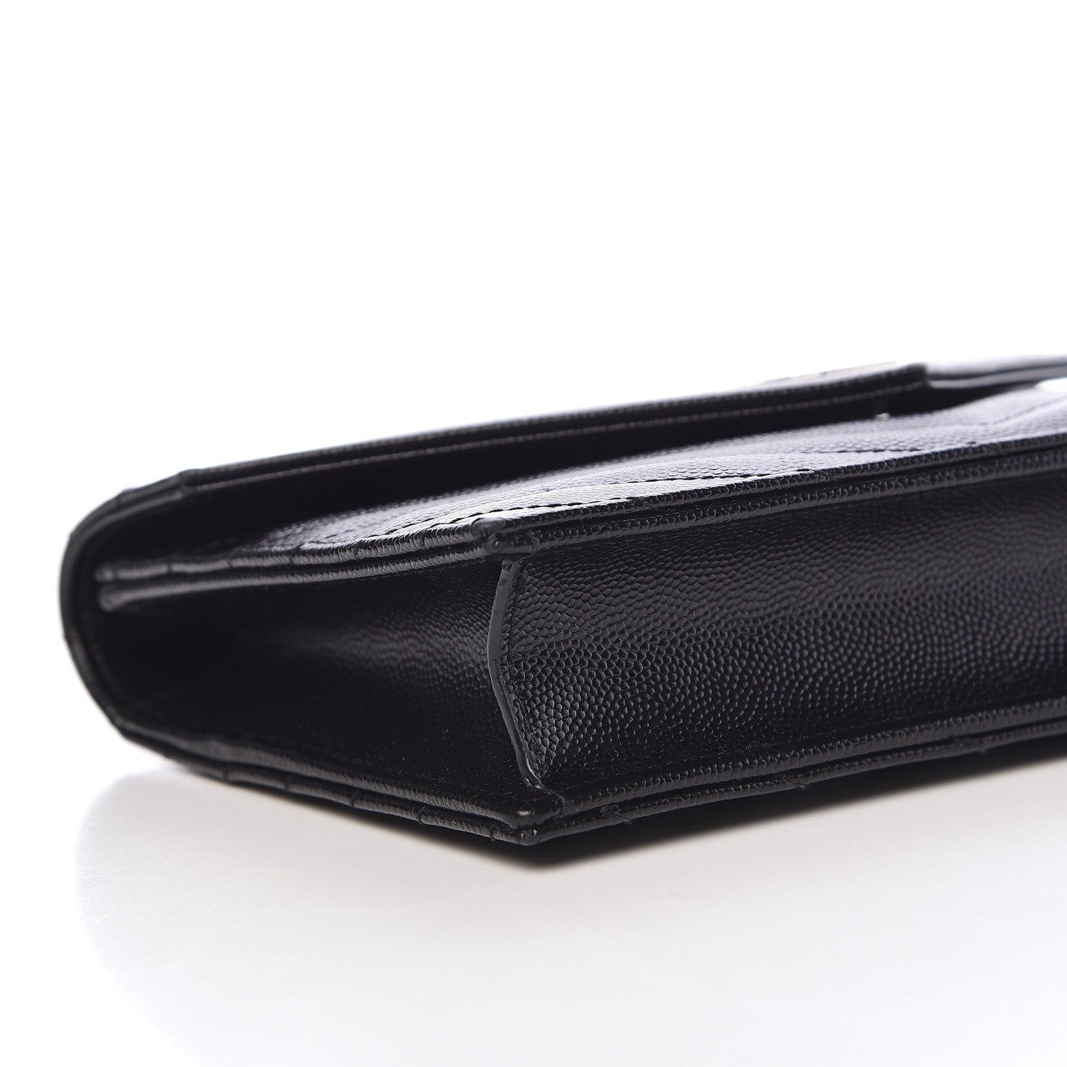 Saint Laurent Grain De Poudre Matelasse Chevron Monogram Envelope Chain Wallet Black 5 of 12