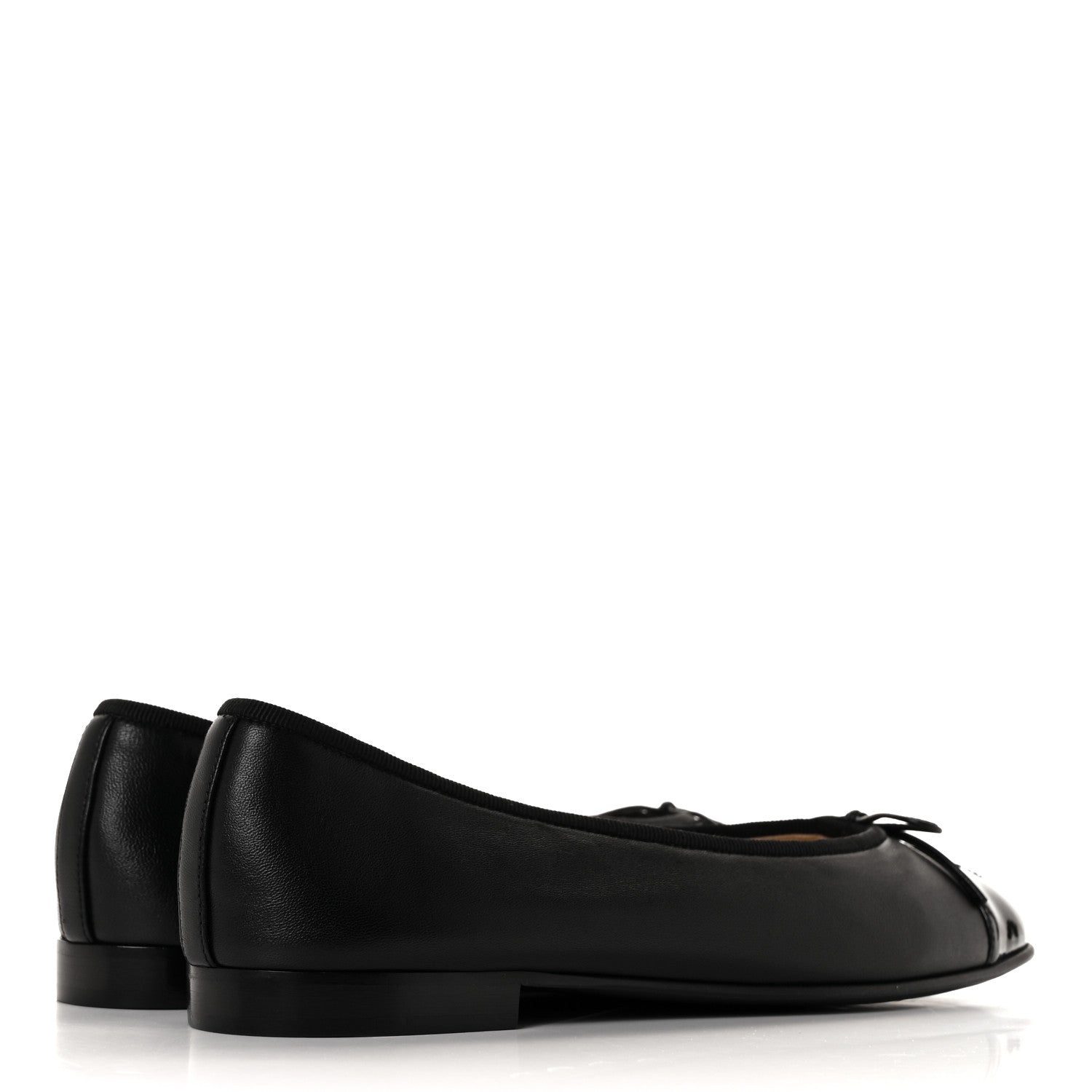 Chanel Lambskin Patent Cap Toe Ballerina Flats 38.5 Black 4 of 9