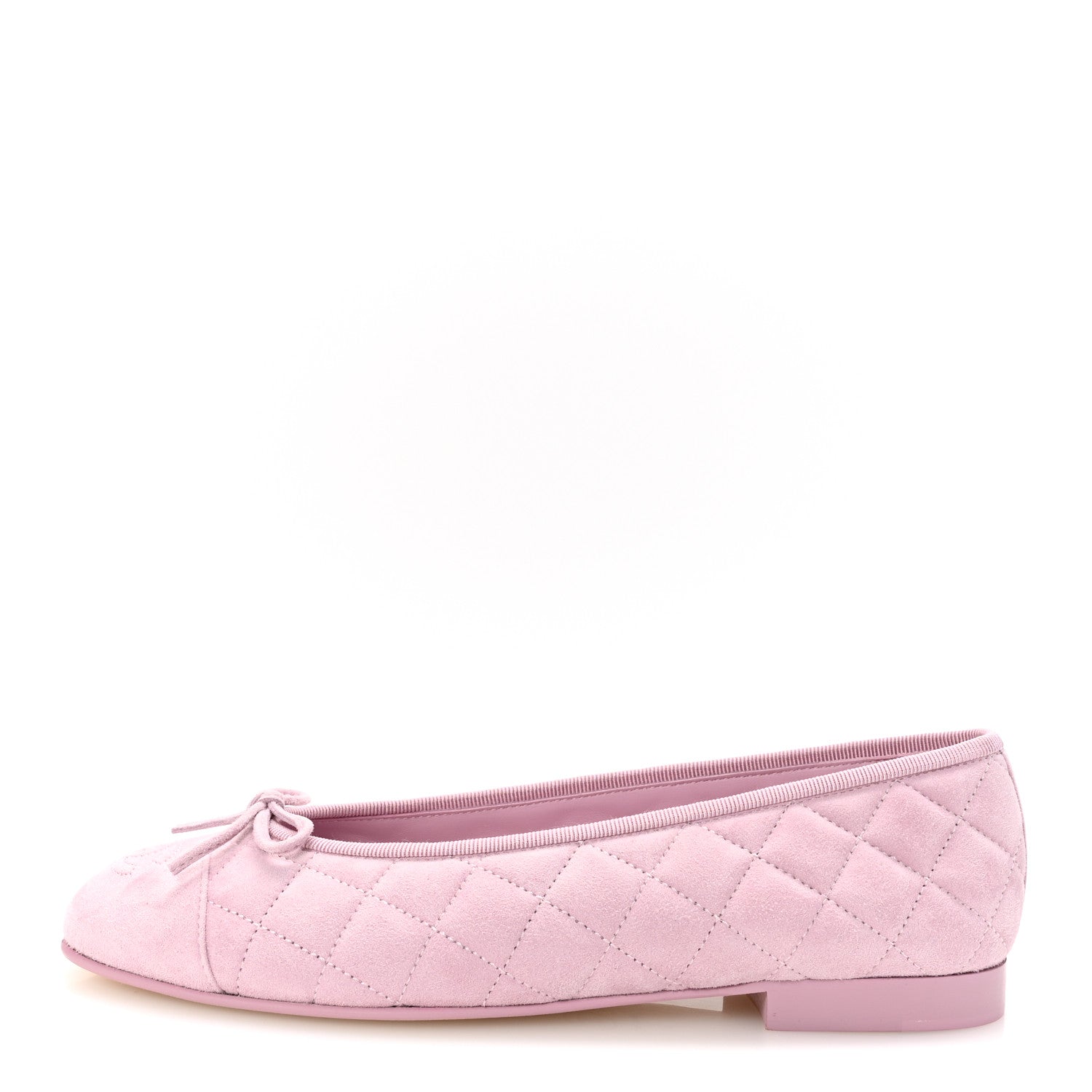 Chanel Suede Quilted Cap Toe CC Ballerina Flats 38.5 Light Pink 1 of 10
