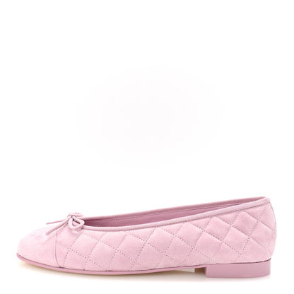 Chanel Suede Quilted Cap Toe CC Ballerina Flats 38.5 Light Pink 1 of 10