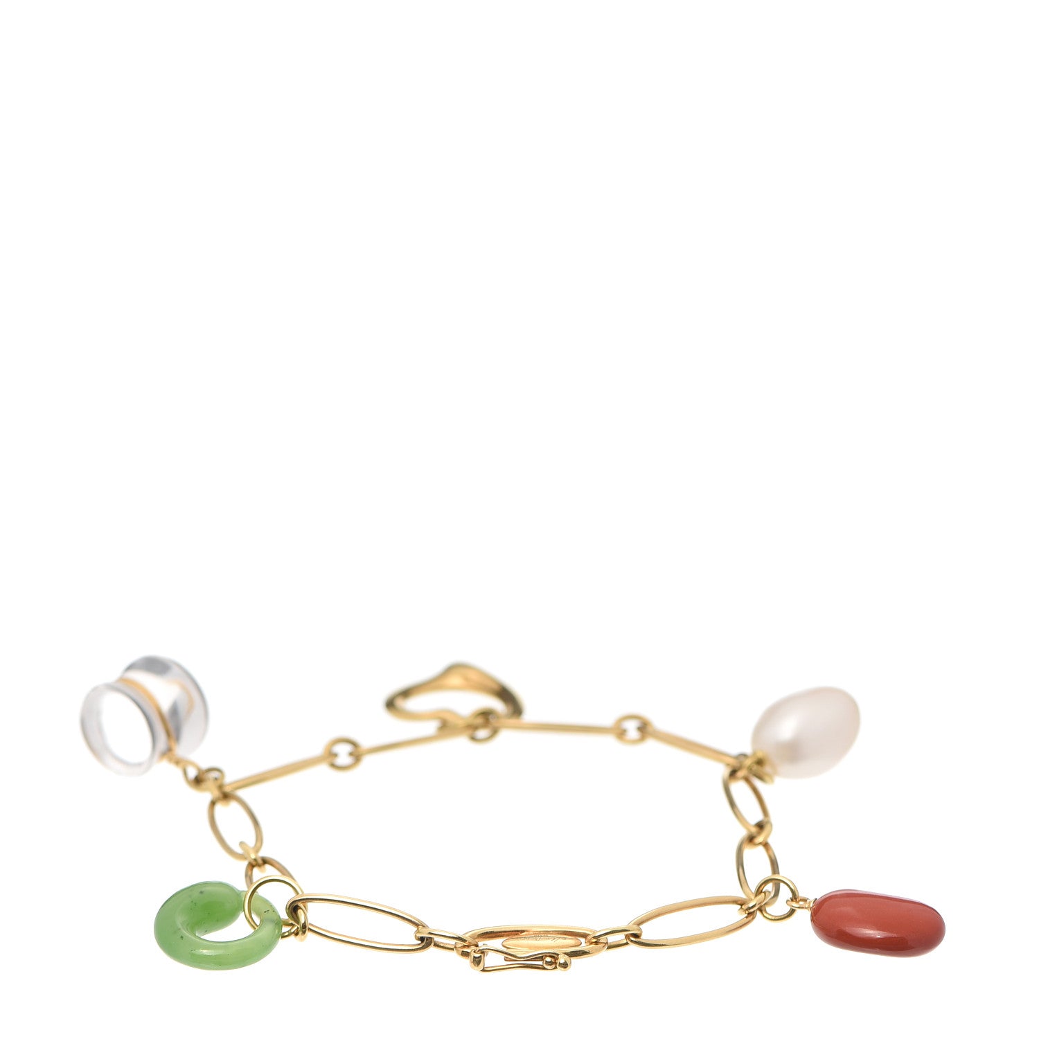 Tiffany 18K Yellow Gold Elsa Peretti Five Stone Charm Bracelet 3 of 5
