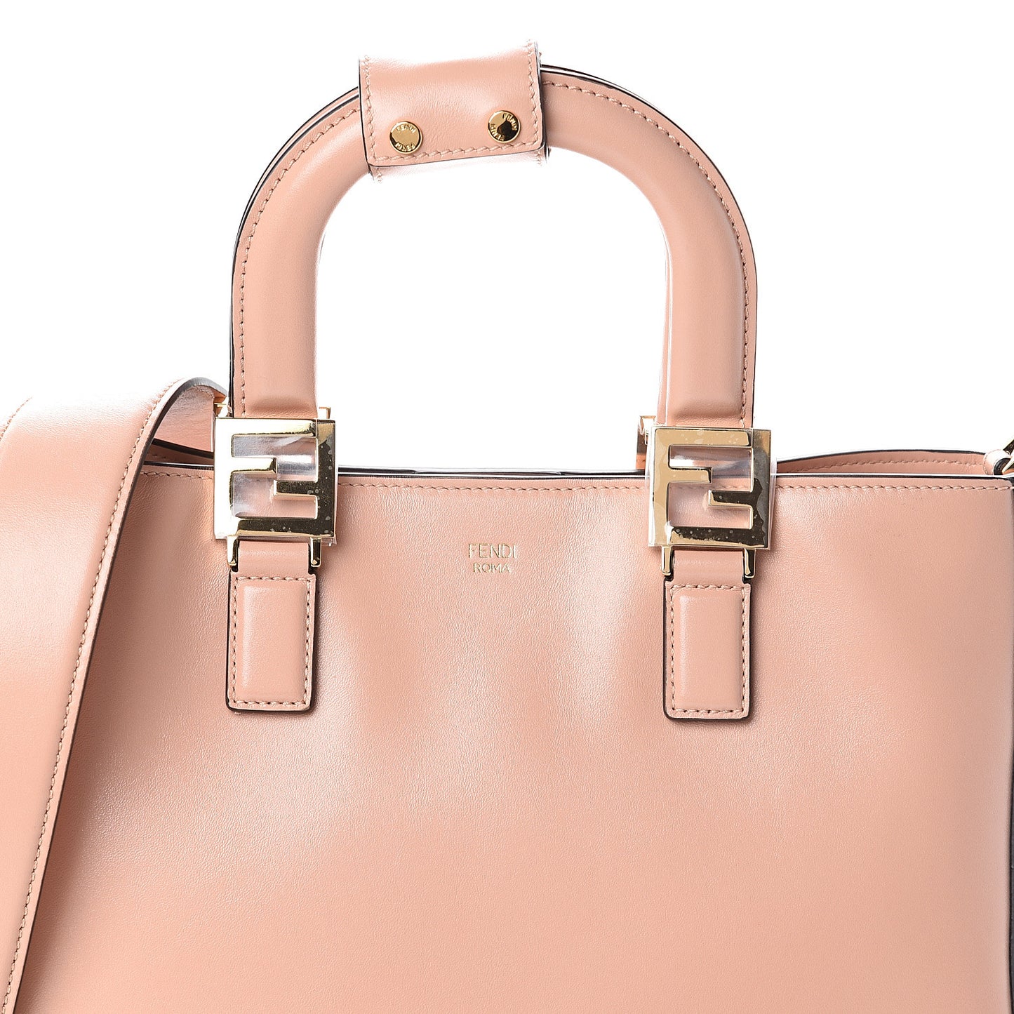 Vitello Glacier Small FF Tote Rosa Bourbon