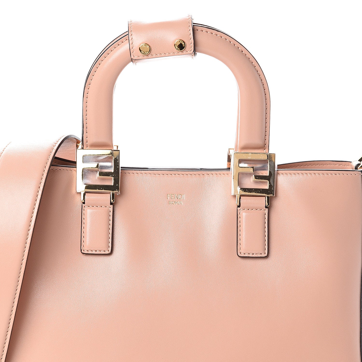 Fendi Vitello Glacier Small FF Tote Rosa Bourbon 6 of 8