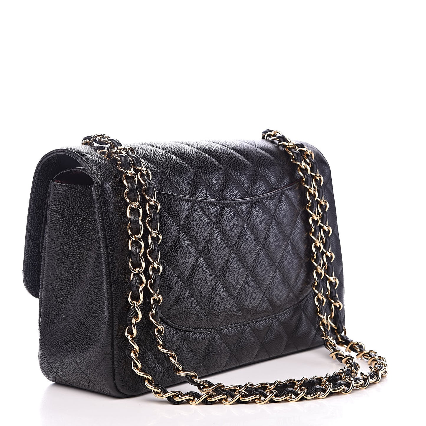 Caviar Quilted Jumbo Double Flap Black