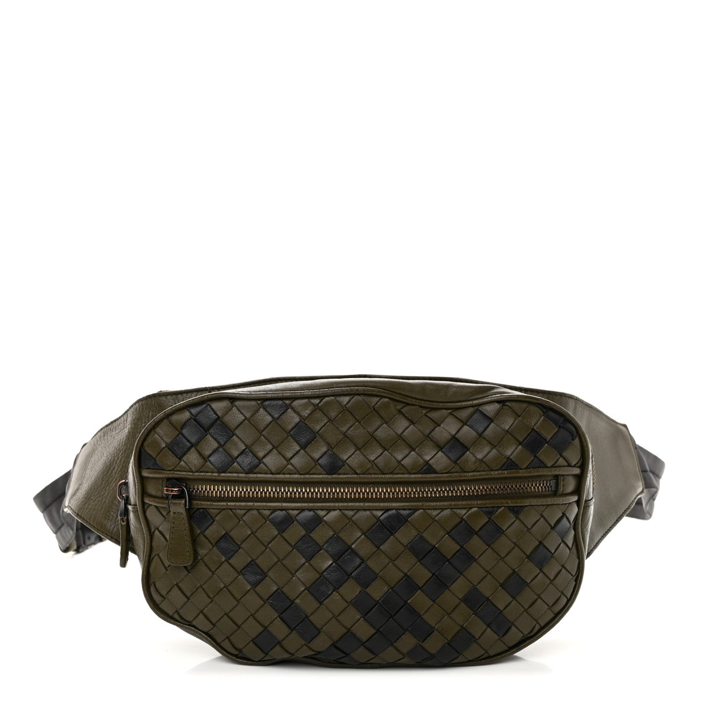 Nappa Intrecciato Belt Bag Khaki Black