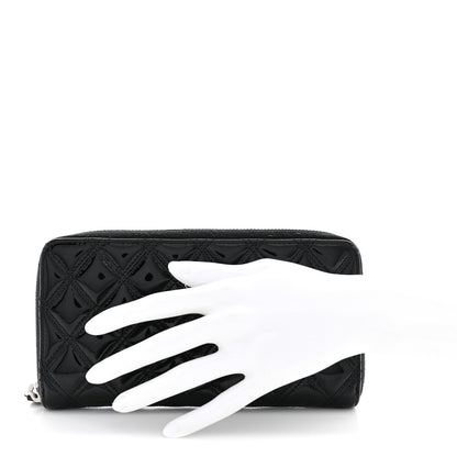 Chanel Patent Quilted Large Gusset Zip Around Wallet Black 2 of 8
