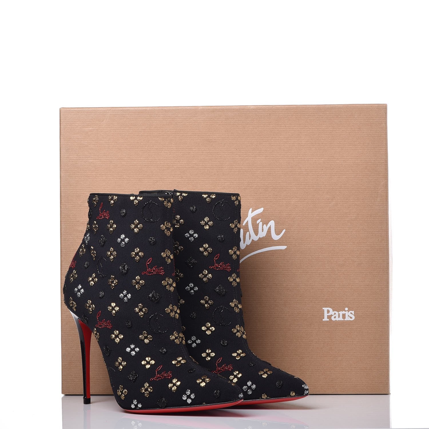 Christian Louboutin Jacquard Loubi In The Sky So Kate Booty 100 Ankle Boots 35 Multi Black 10 of 10