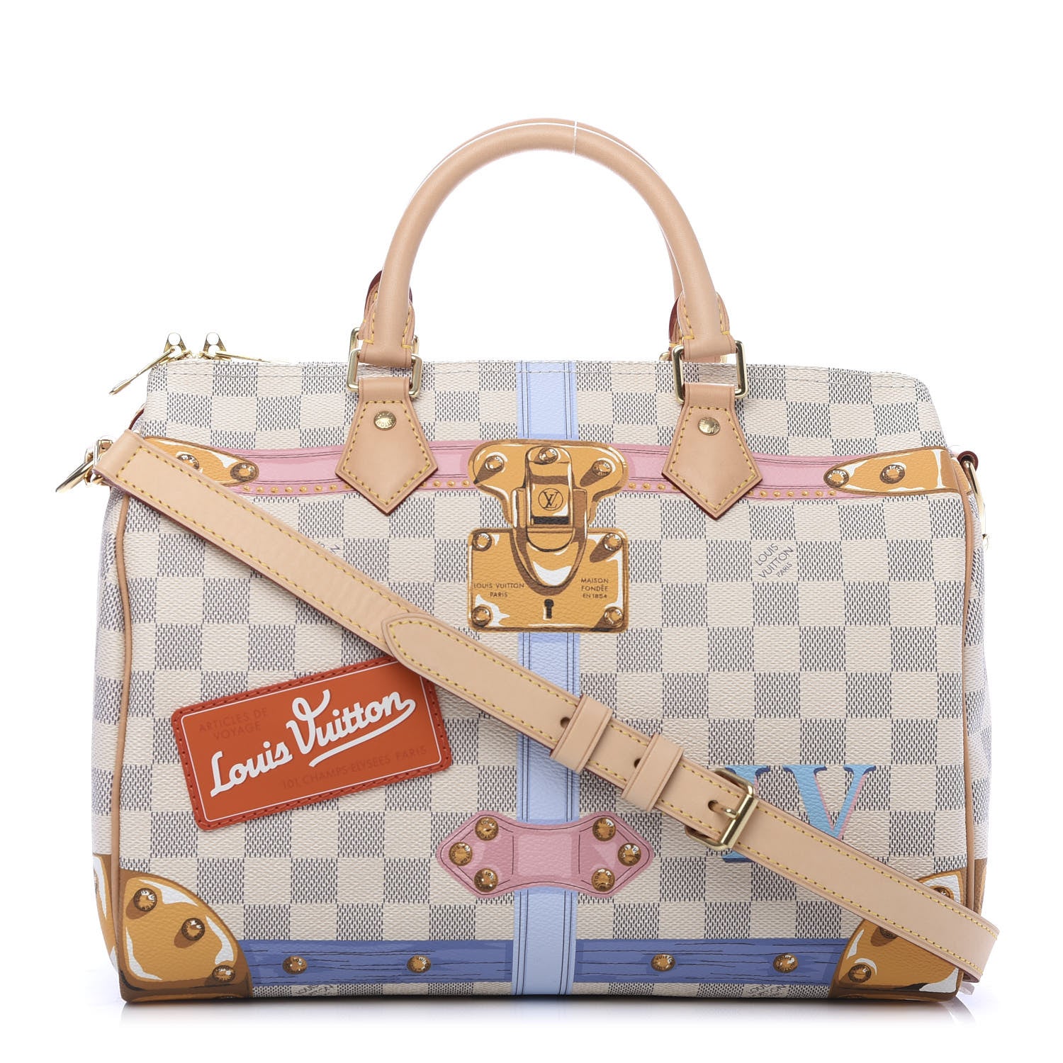 Louis Vuitton Damier Azur Summer Trunks Speedy Bandouliere 30 1 of 11
