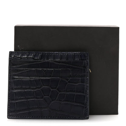 Bottega Veneta Crocodile Card Holder Navy Blue 8 of 8