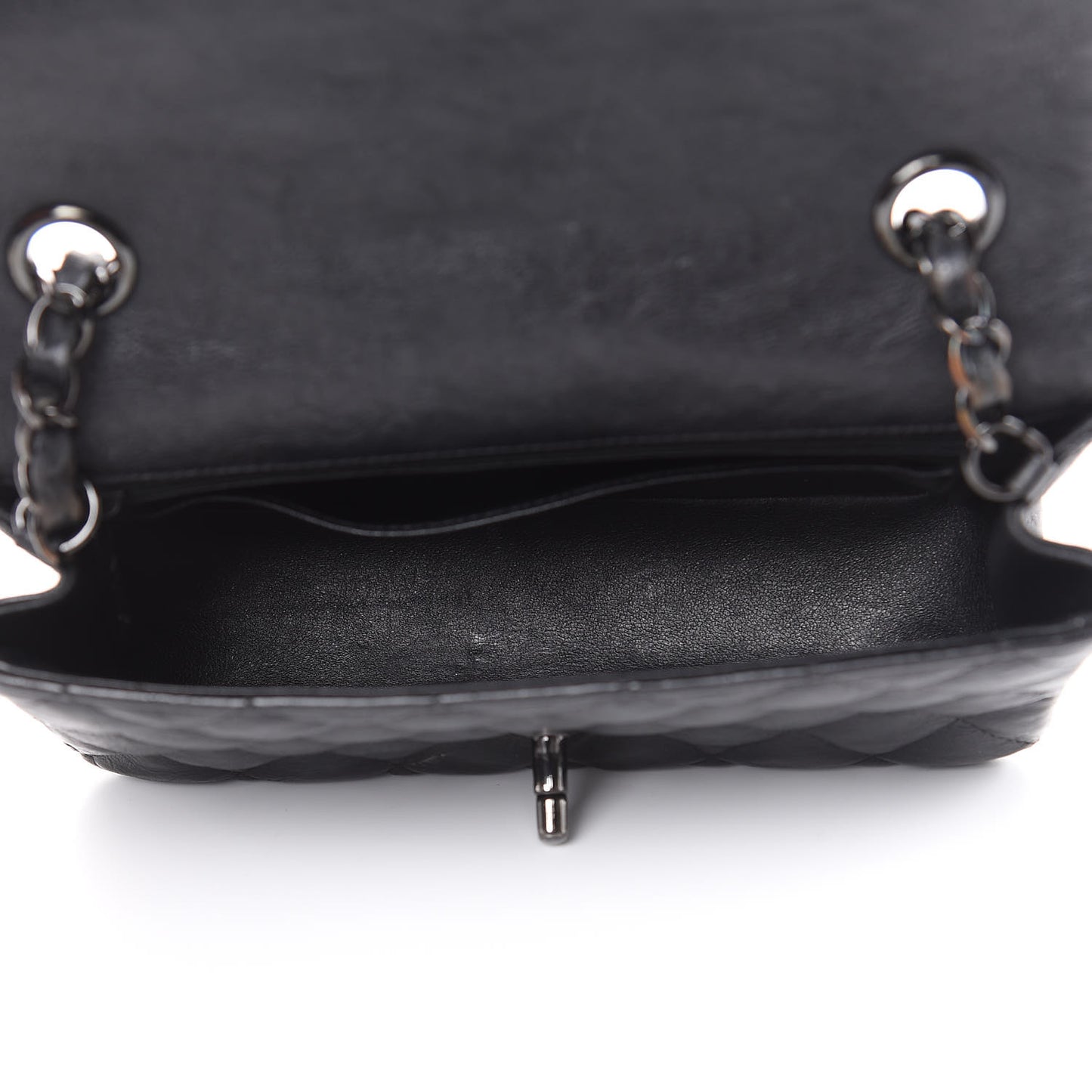 Crumpled Calfskin Quilted Mini Rectangular Flap So Black