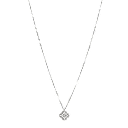 Van Cleef & Arpels 18K White Gold Diamond Sweet Alhambra Pendant Necklace 1 of 6